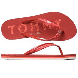 Γυναικείες Παντόφλες Tommy Hilfiger Footbed Flat Beach Sandal FW0FW06432-XNG Κόκκινο Νέες Παραλαβές 2