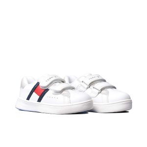 Παιδικά Παπούτσια Tommy Hilfiger Flag Low Cut Velcro T1A9-33190-1439X025 Ασπρο Νέες Παραλαβές